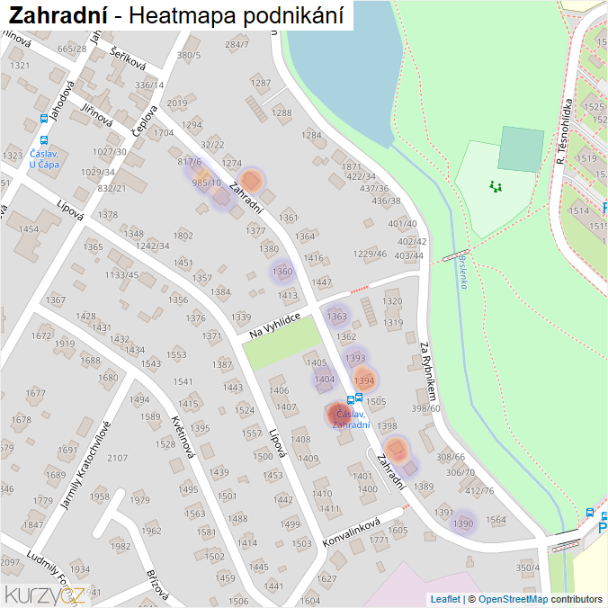 Mapa Zahradní - Firmy v ulici.