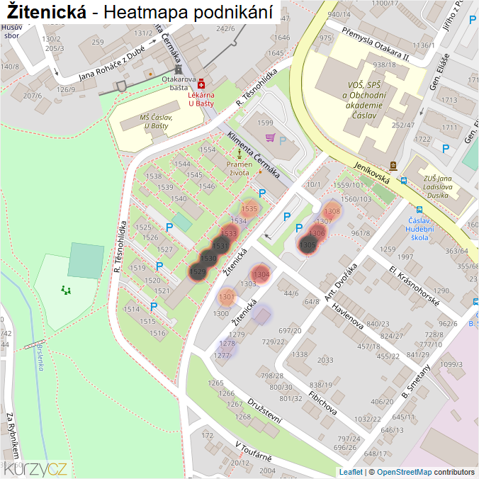 Mapa Žitenická - Firmy v ulici.