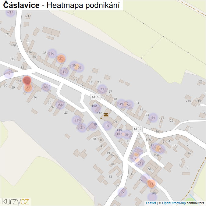 Mapa Čáslavice - Firmy v části obce.