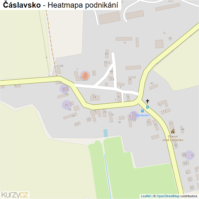 Mapa Čáslavsko - Firmy v části obce.