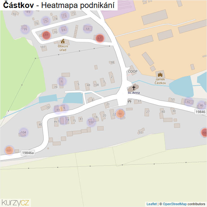 Mapa Částkov - Firmy v části obce.