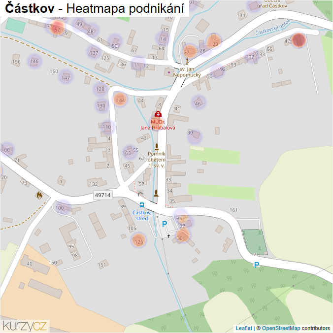 Mapa Částkov - Firmy v části obce.