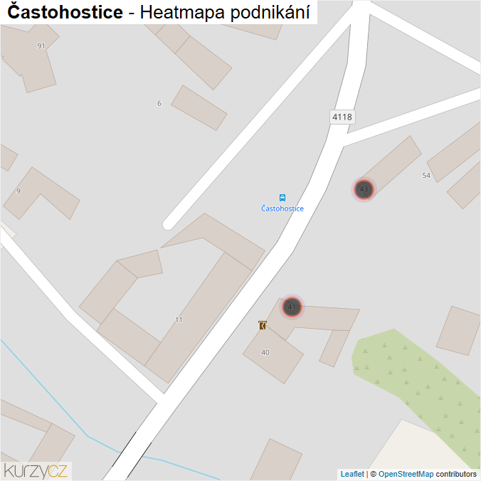 Mapa Častohostice - Firmy v obci.