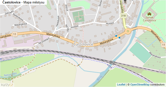 Častolovice - mapa městysu