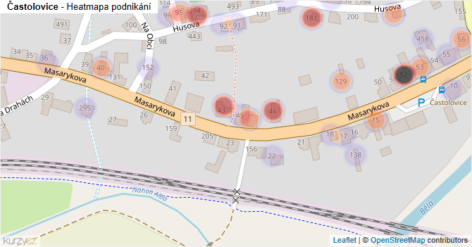Častolovice - mapa podnikání