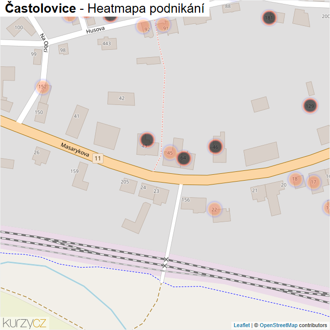 Mapa Častolovice - Firmy v obci.