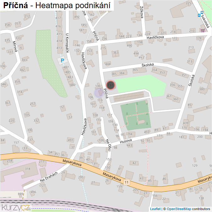 Mapa Příčná - Firmy v ulici.