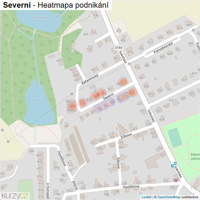 Mapa Severní - Firmy v ulici.