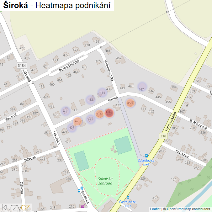 Mapa Široká - Firmy v ulici.