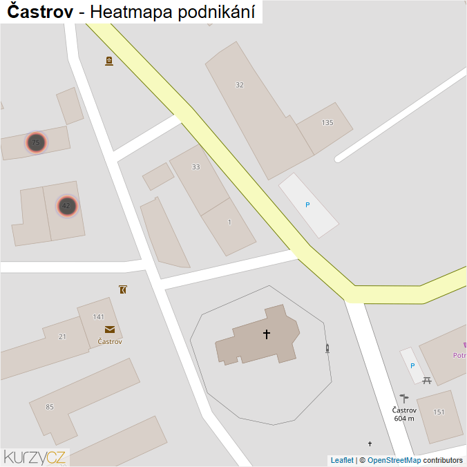 Mapa Častrov - Firmy v obci.