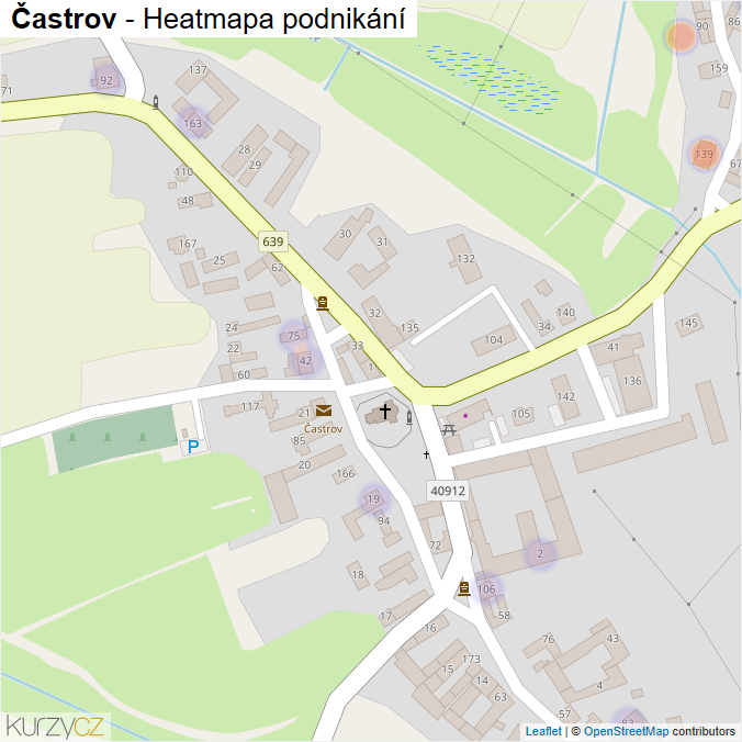 Mapa Častrov - Firmy v části obce.
