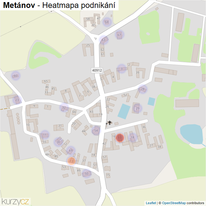 Mapa Metánov - Firmy v části obce.