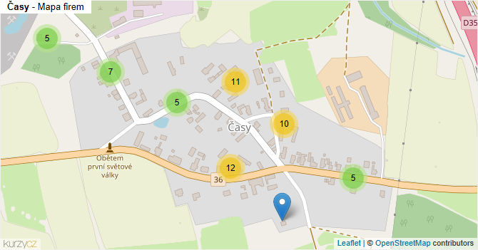 Časy - mapa firem