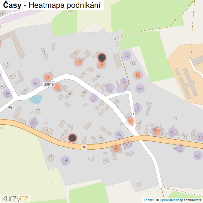 Mapa Časy - Firmy v části obce.