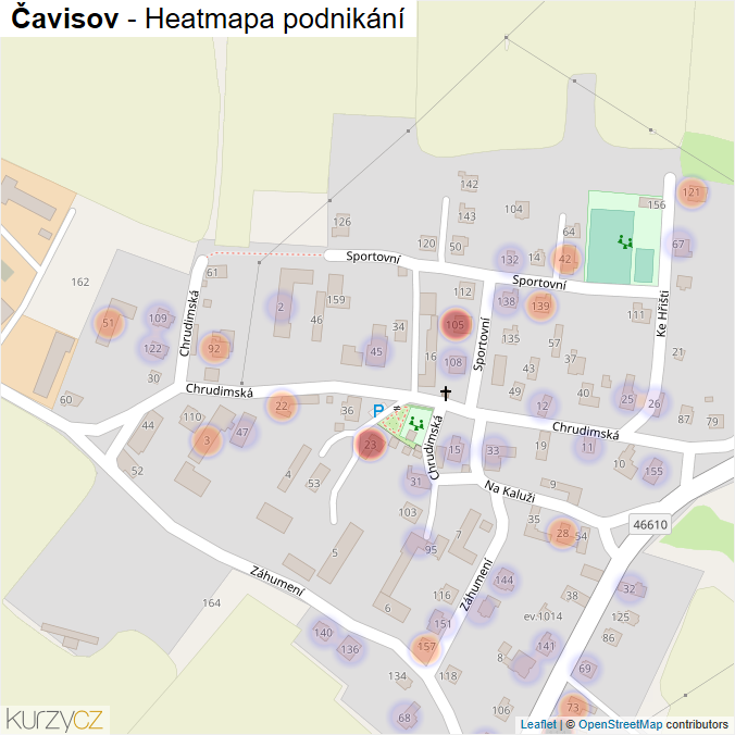 Mapa Čavisov - Firmy v části obce.