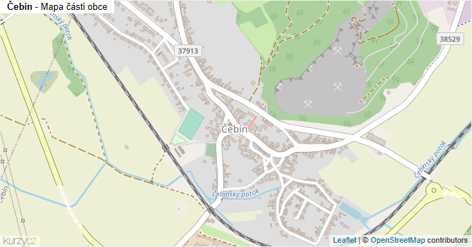 Čebín - mapa části obce