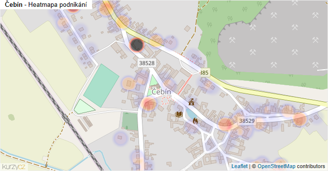 Čebín - mapa podnikání