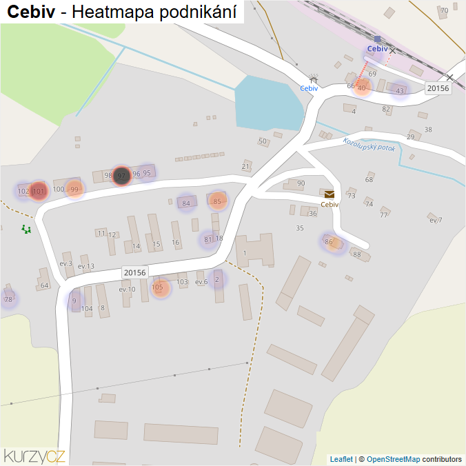 Mapa Cebiv - Firmy v části obce.