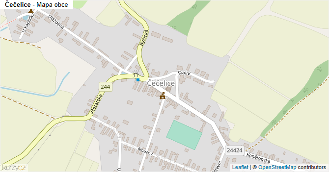 Čečelice - mapa obce