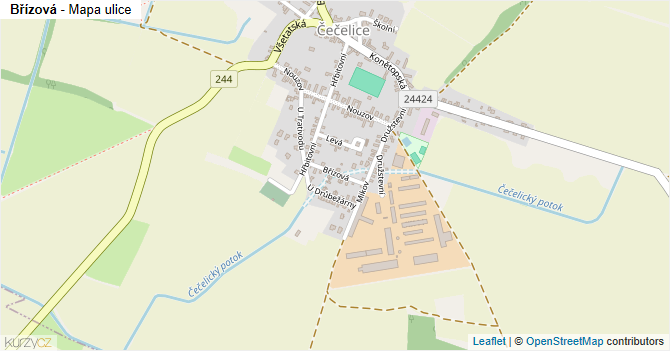 Břízová - mapa ulice