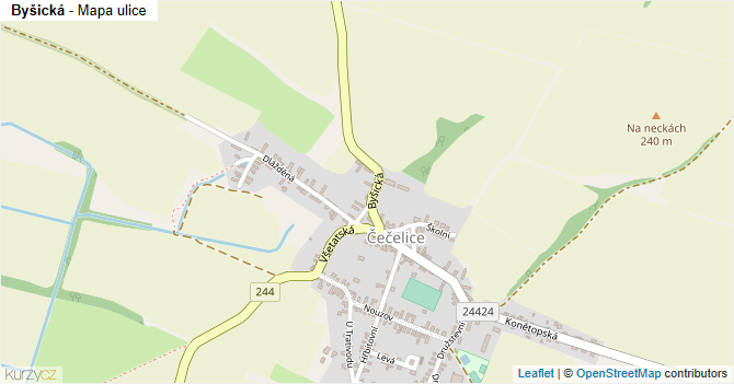 Byšická - mapa ulice