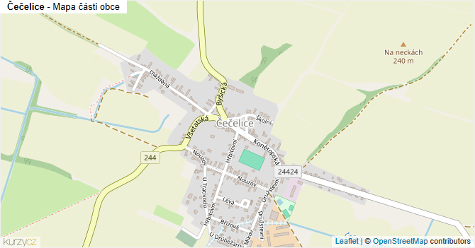 Čečelice - mapa části obce