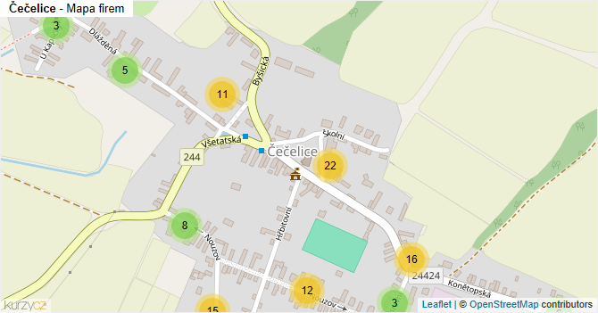 Čečelice - mapa firem