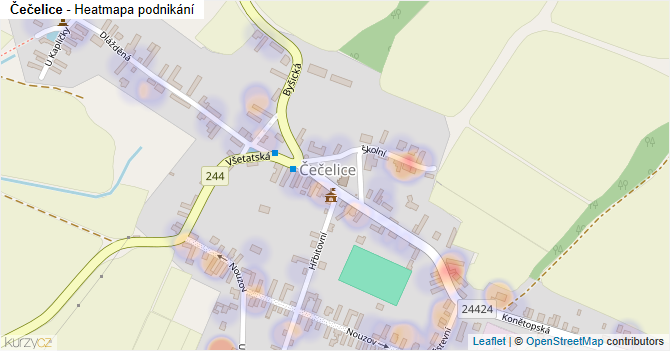 Čečelice - mapa podnikání