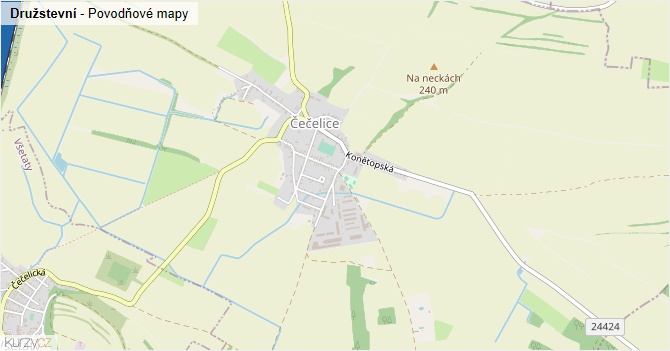 Družstevní - záplavové mapy stoleté vody