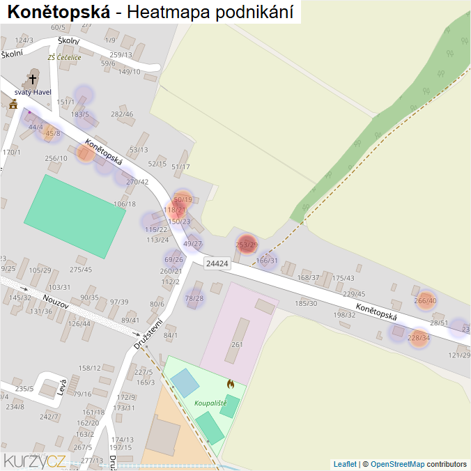 Mapa Konětopská - Firmy v ulici.