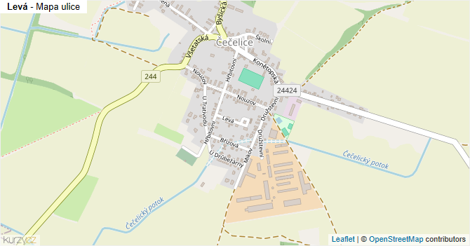 Levá - mapa ulice