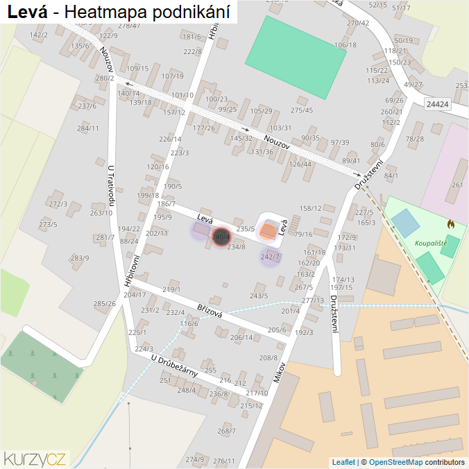 Mapa Levá - Firmy v ulici.