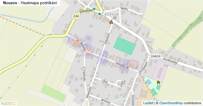 Nouzov - mapa podnikání