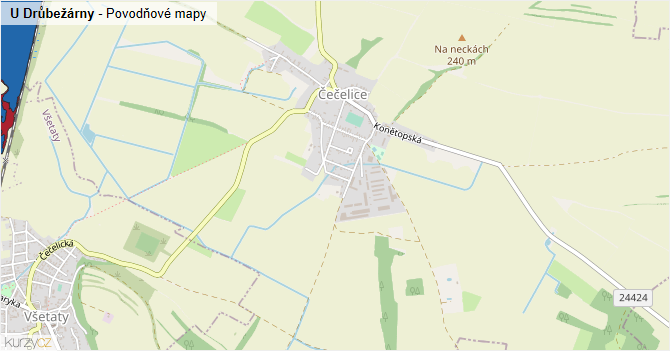 U Drůbežárny - záplavové mapy stoleté vody