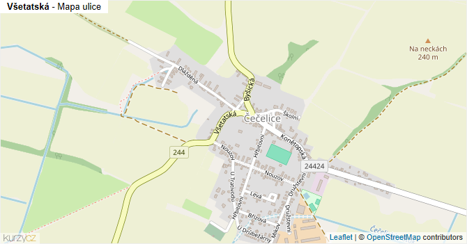 Všetatská - mapa ulice