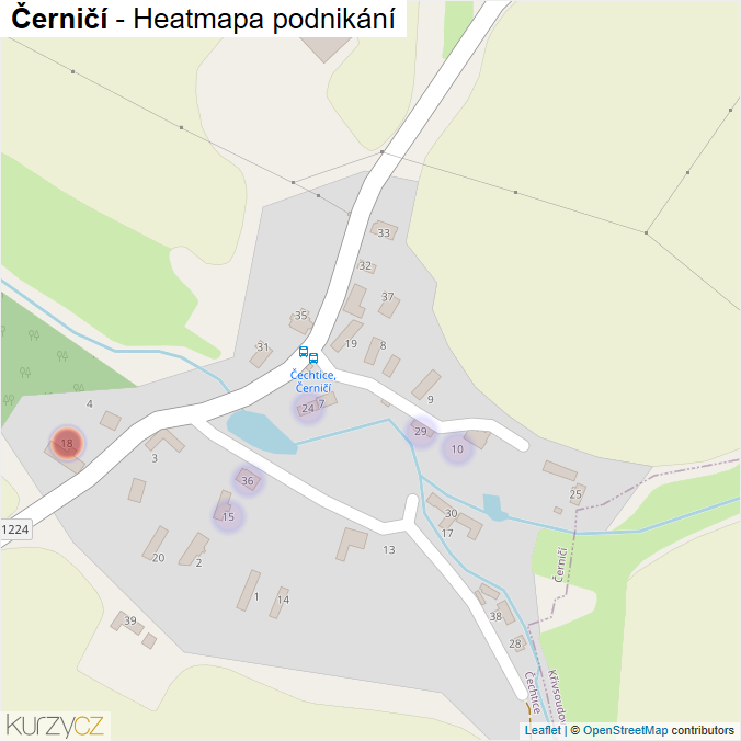 Mapa Černičí - Firmy v části obce.