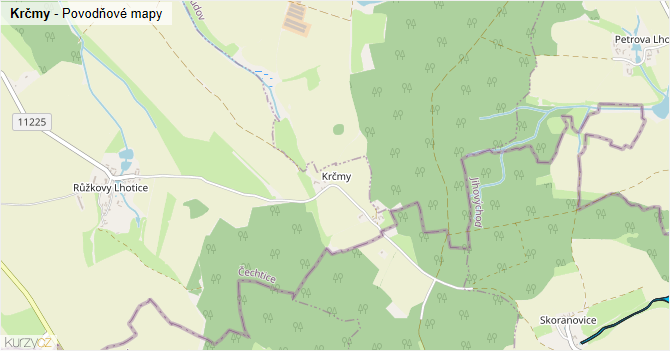 Krčmy - záplavové mapy stoleté vody