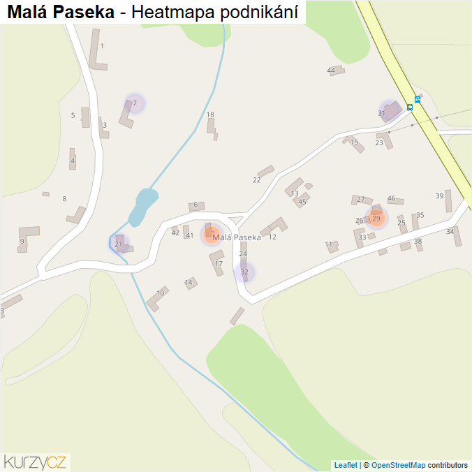 Mapa Malá Paseka - Firmy v části obce.