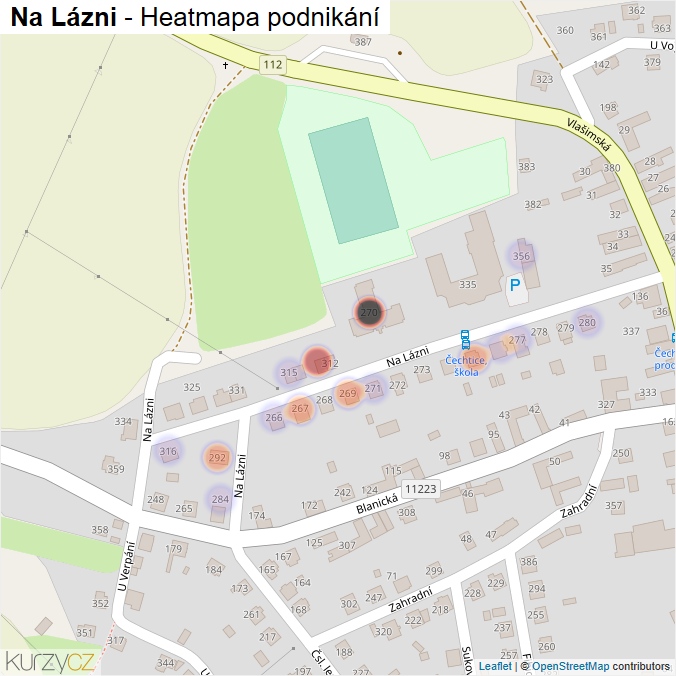 Mapa Na Lázni - Firmy v ulici.