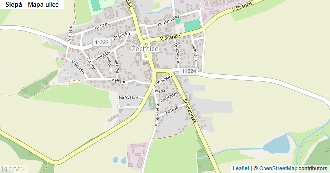 Slepá - mapa ulice