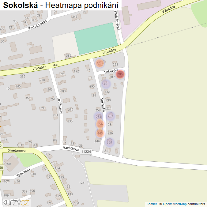 Mapa Sokolská - Firmy v ulici.