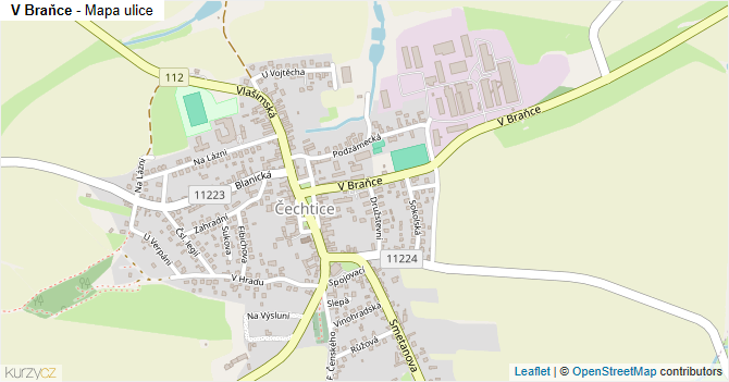 V Braňce - mapa ulice