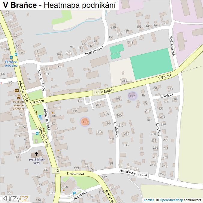 Mapa V Braňce - Firmy v ulici.