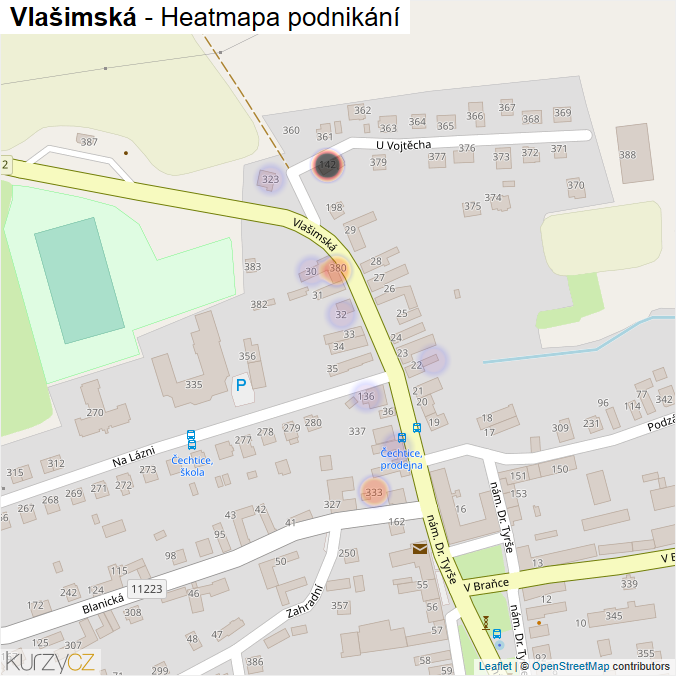 Mapa Vlašimská - Firmy v ulici.