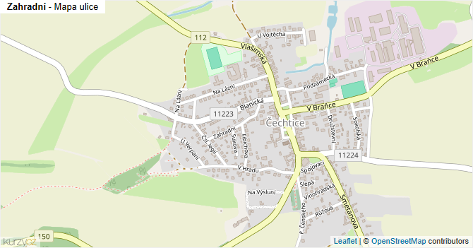 Zahradní - mapa ulice