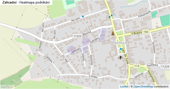 Zahradní - mapa podnikání