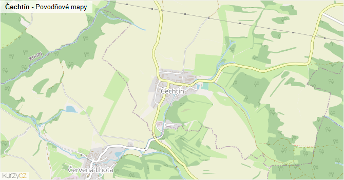 Čechtín - záplavové mapy stoleté vody