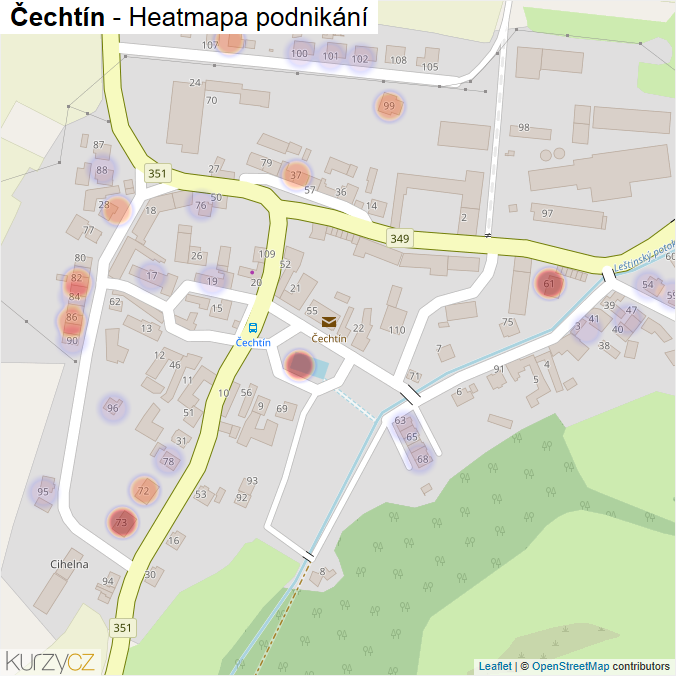Mapa Čechtín - Firmy v části obce.