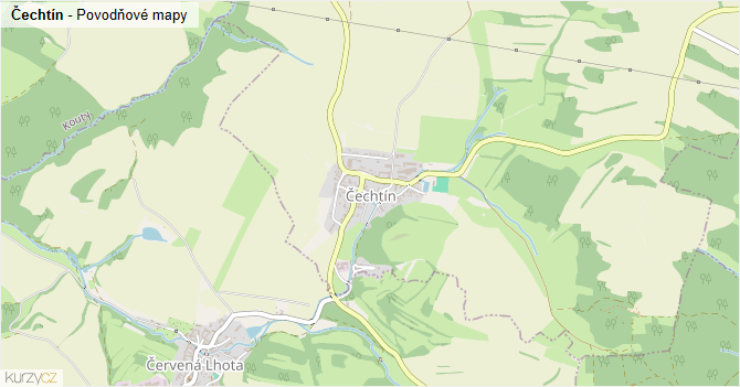 Čechtín - záplavové mapy stoleté vody