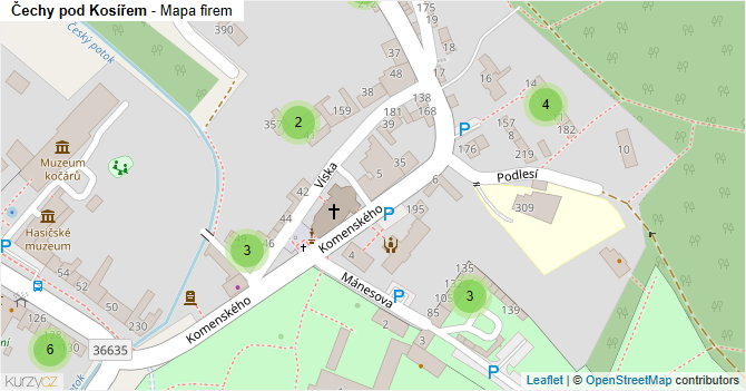 Čechy pod Kosířem - mapa firem